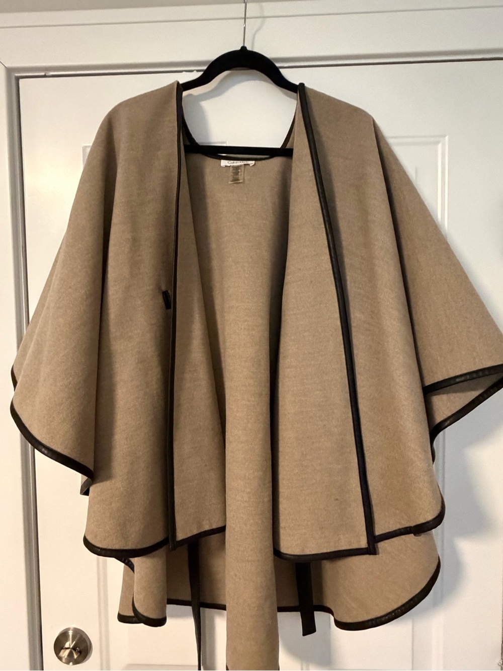 Calvin Klein Taupe Cape with Black Trim